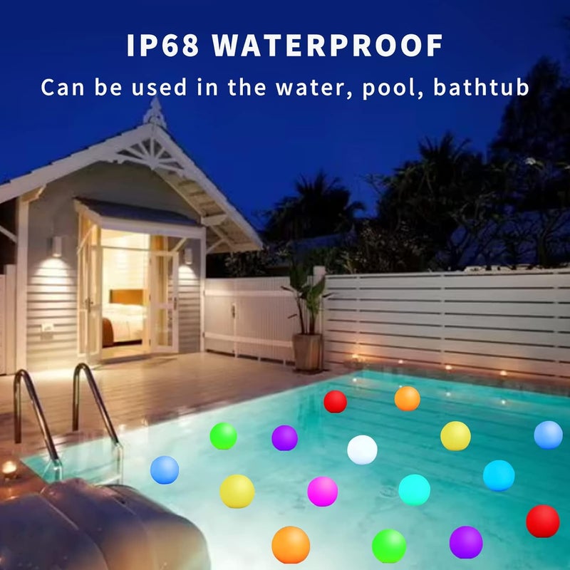 Borelor Floating Pool Lights,3-Inch USB Rechargeable & Remote Control Globe Lamp IP68 Waterproof 16 Color Change Hot Tub Bath Lights, Party Holiday Outdoor Christmas Decorations(1 Pack) - Image 3